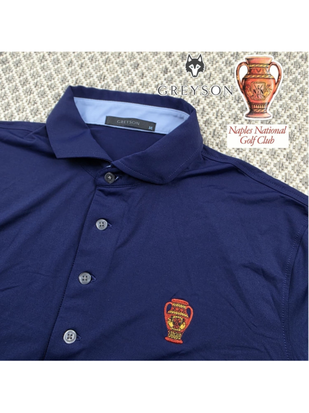 Naples National Golf Club Greyson Polo Shirt Navy Performance Mens M